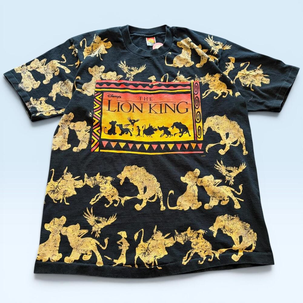 Vintage Disney Lion King Shirt Mens One Size Black T-Shirt Fruit Of The Loom